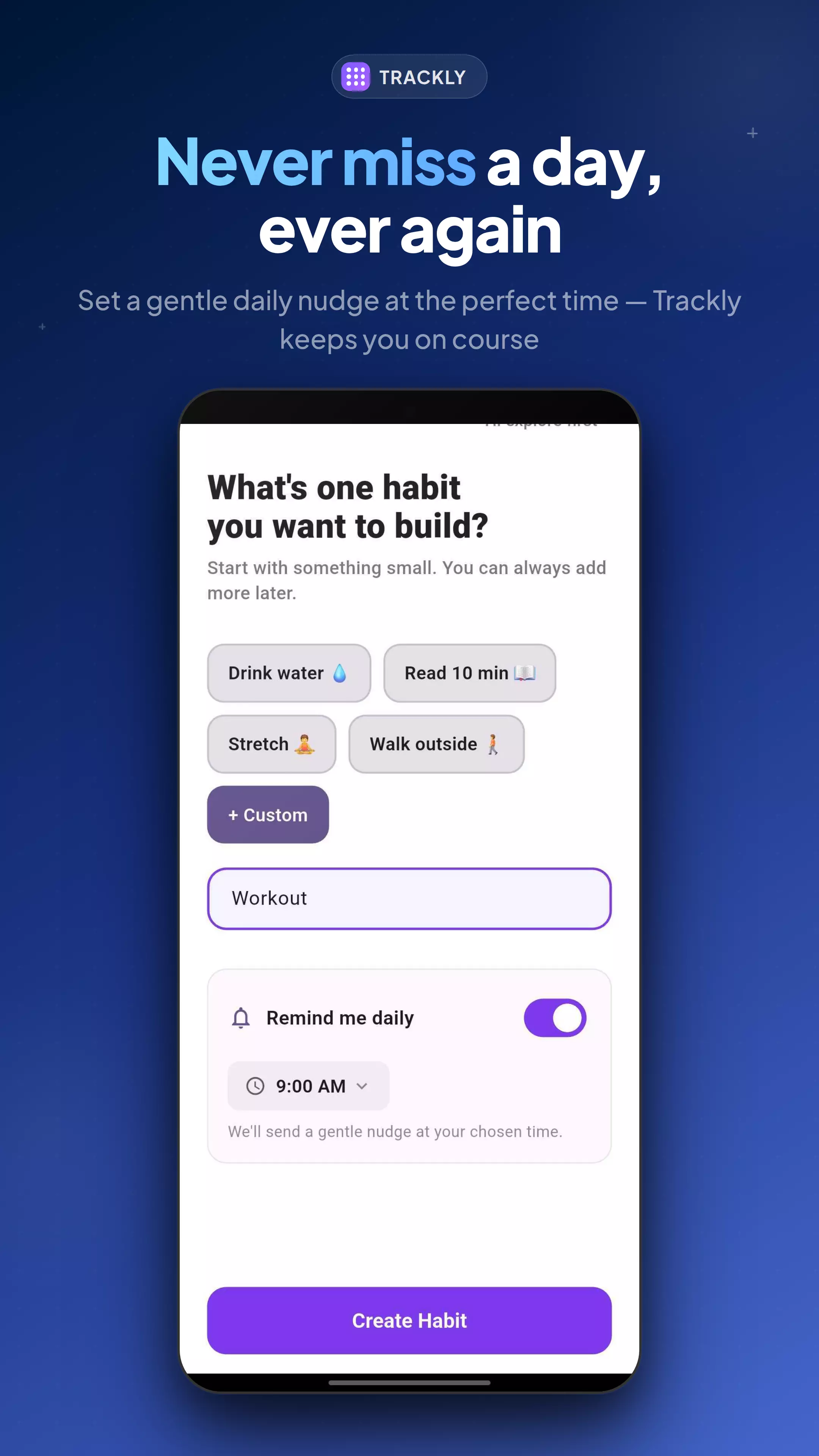 Start a new habit screen