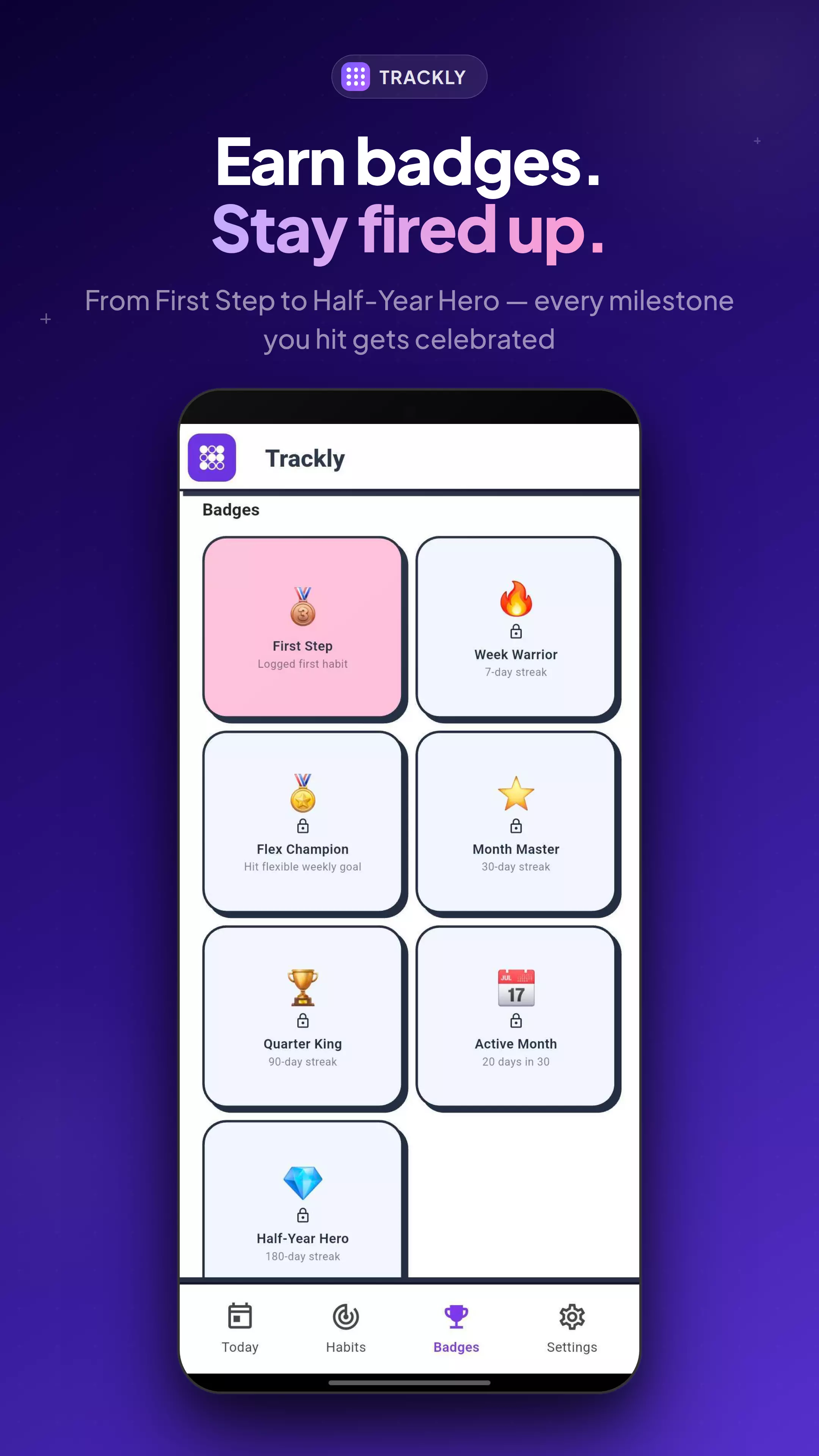 Badges screen